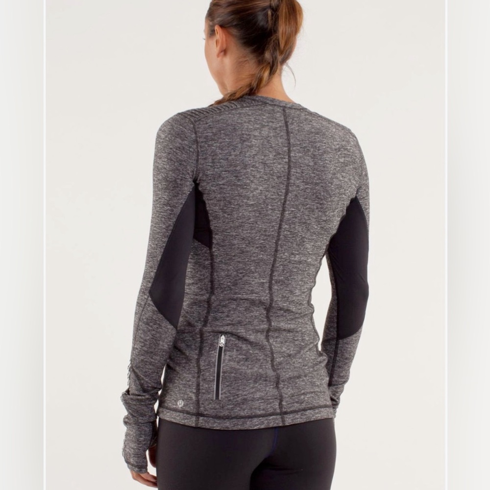 Lululemon Star Runner Long Sleeve Black/Gray Women’s 10 Athletic Shirt